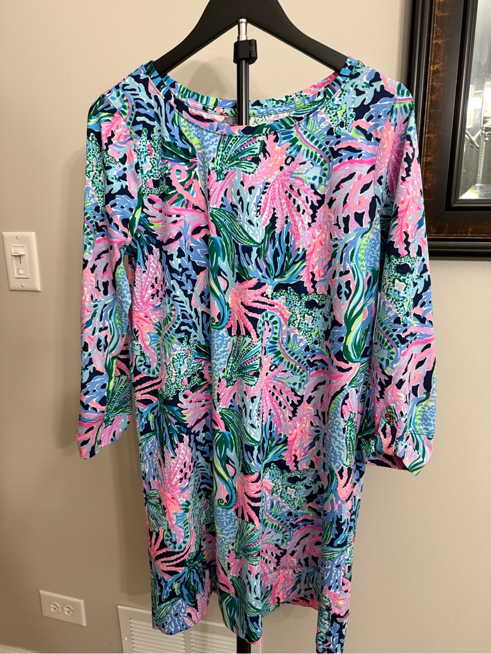 Lilly Pulitzer Multicolor Floral Midi Dress in Pink, Blue & Green